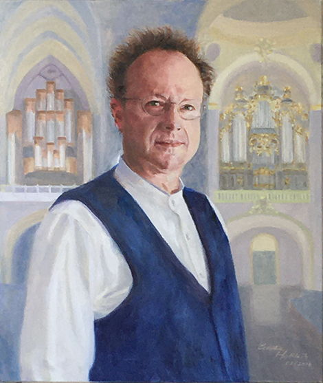 Hans Leitner, Domorganist, portrait in oil